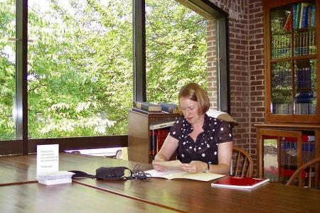 Author Sarah Eyerly at the Moravian Archives