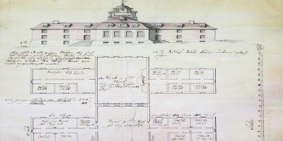 Front elevation view for a new Gemeinhaus (February 1, 1758)